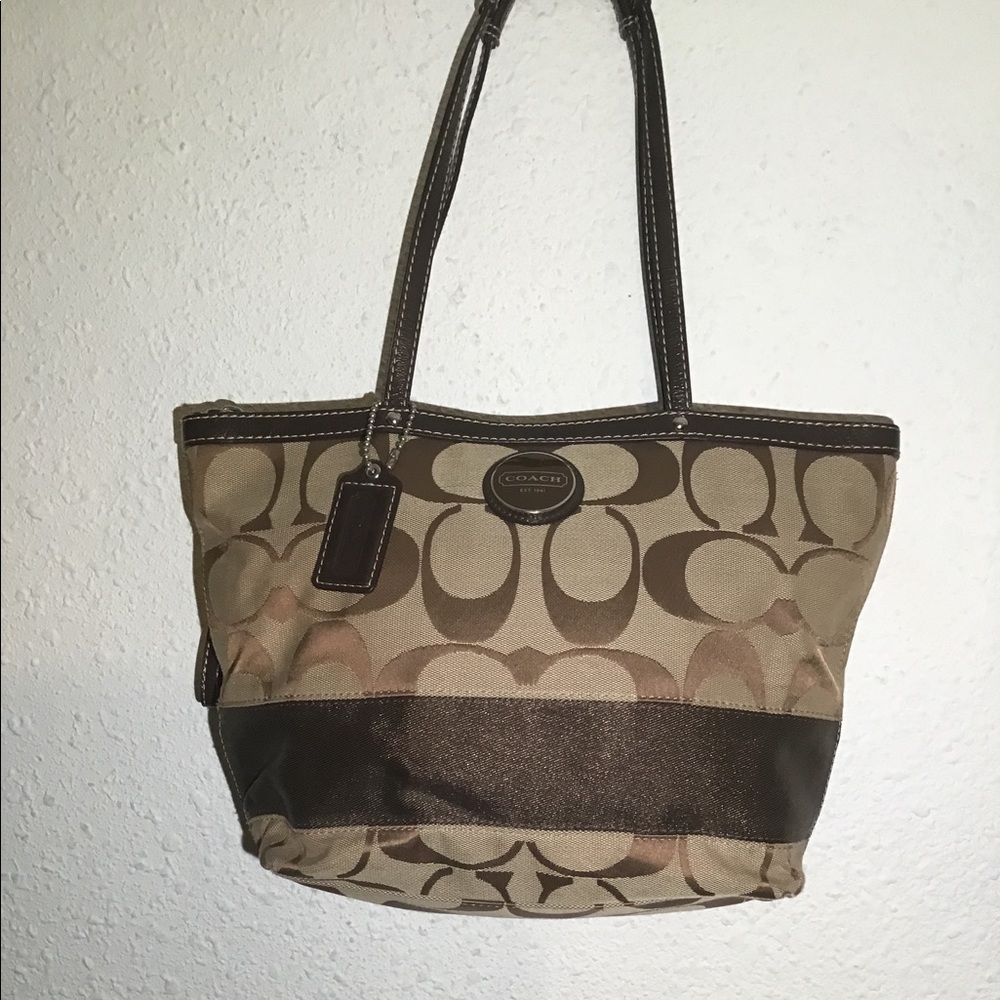 Coach brown signature shoulder bag